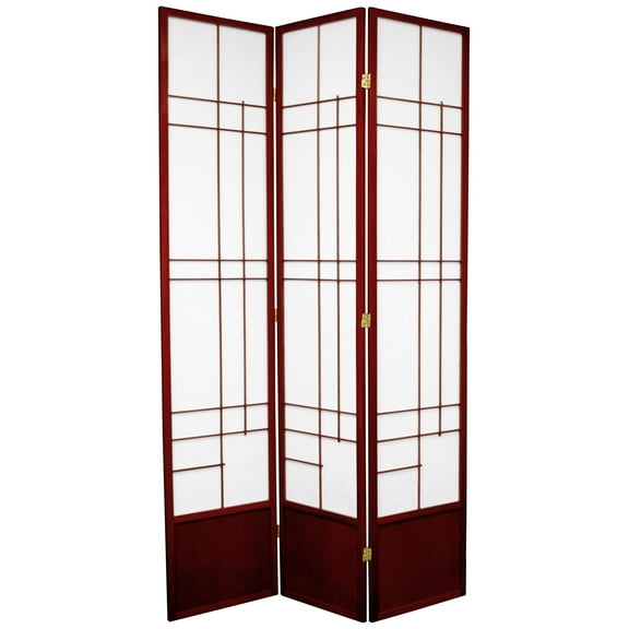 Red Lantern 7 ft. Tall Eudes Shoji Screen - Rosewood - 3 Panels