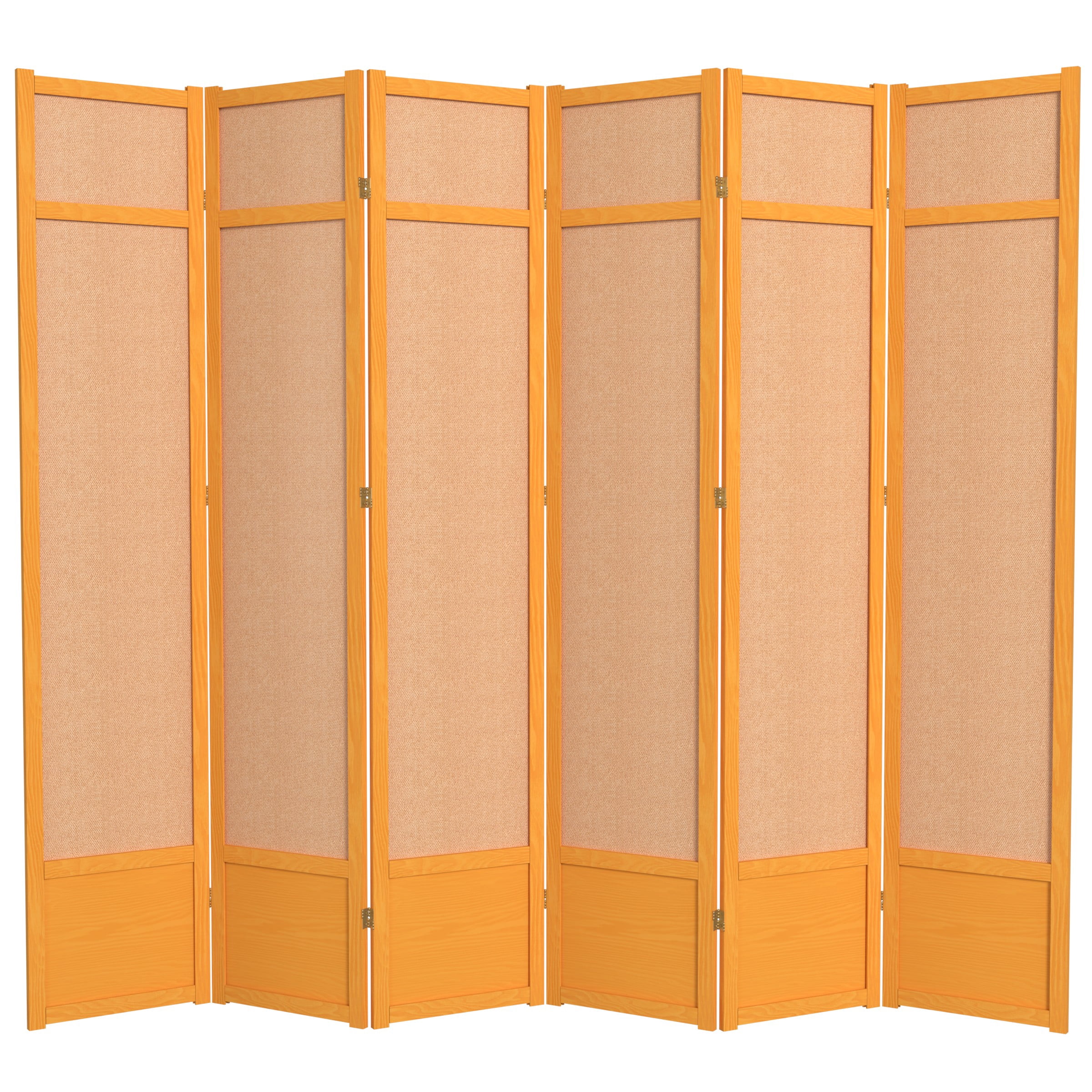 Red Lantern 7 ft. Tall Jute Shoji Screen - 6 Panel - Honey