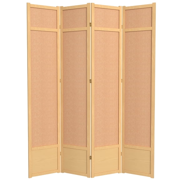Red Lantern 7 ft. Tall Jute Shoji Screen - 4 Panel - Natural