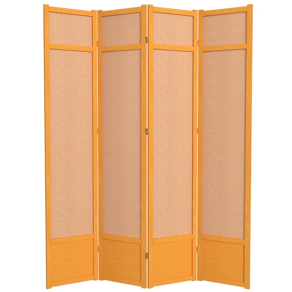 Red Lantern 7 ft. Tall Jute Shoji Screen - 4 Panel - Honey