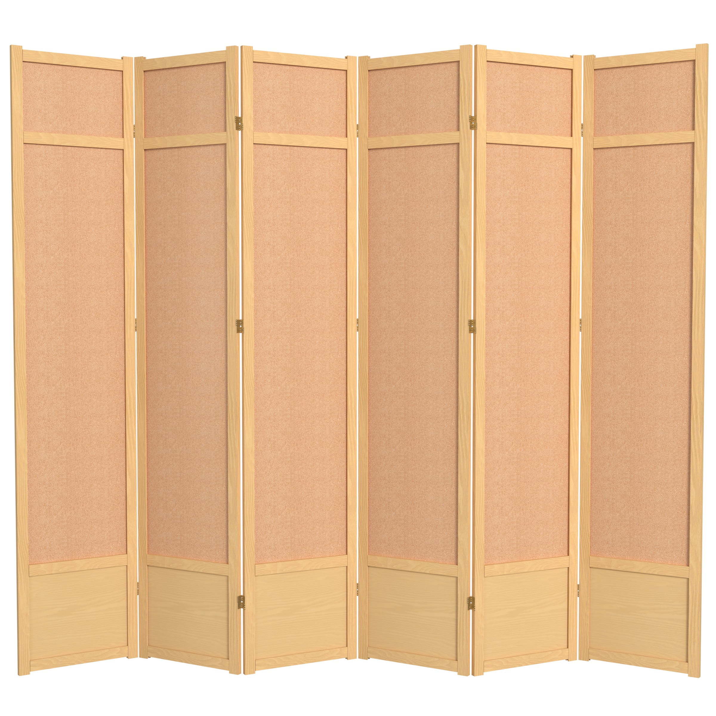 Red Lantern 7 ft. Tall Jute Shoji Screen - 6 Panel - Natural