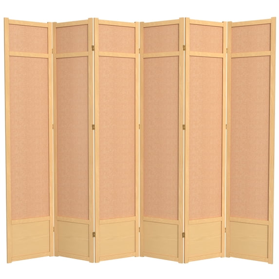 Red Lantern 7 ft. Tall Jute Shoji Screen - 6 Panel - Natural