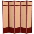 thumbnail image 1 of Red Lantern 7 ft. Tall Jute Shoji Screen - 5 Panel - Rosewood, 1 of 6