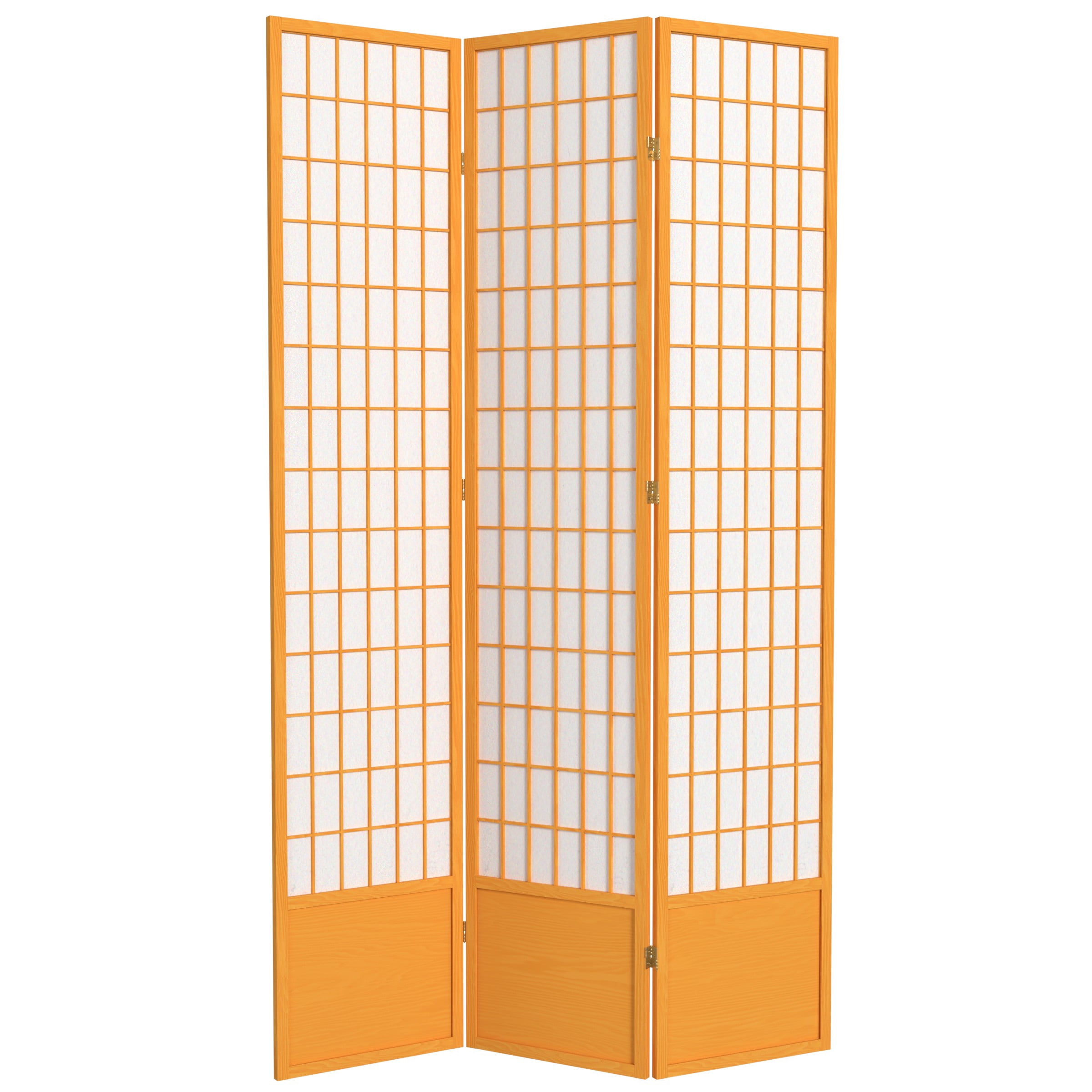 Red Lantern 7 ft. Tall Window Pane Shoji Screen - Honey - 3 Panels