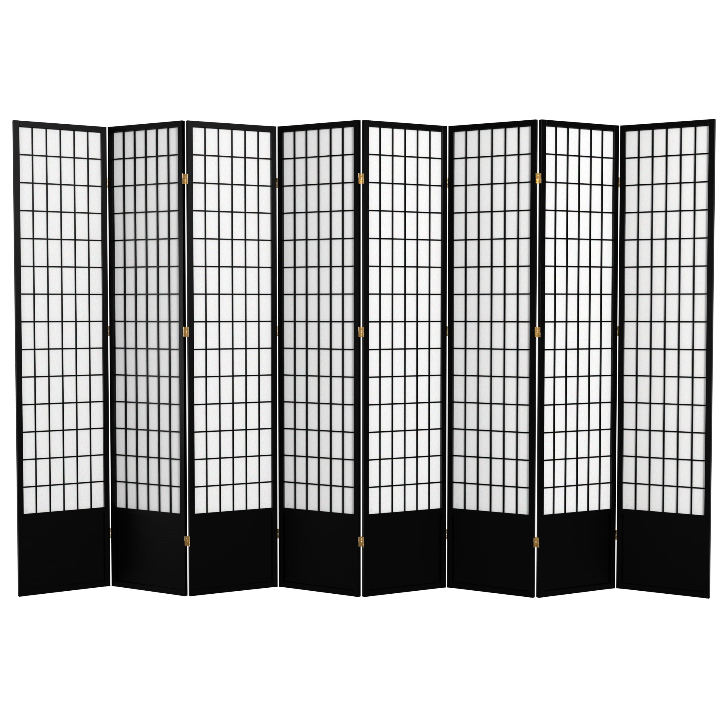 Red Lantern 7 ft. Tall Window Pane Shoji Screen - Black - 8 Panels