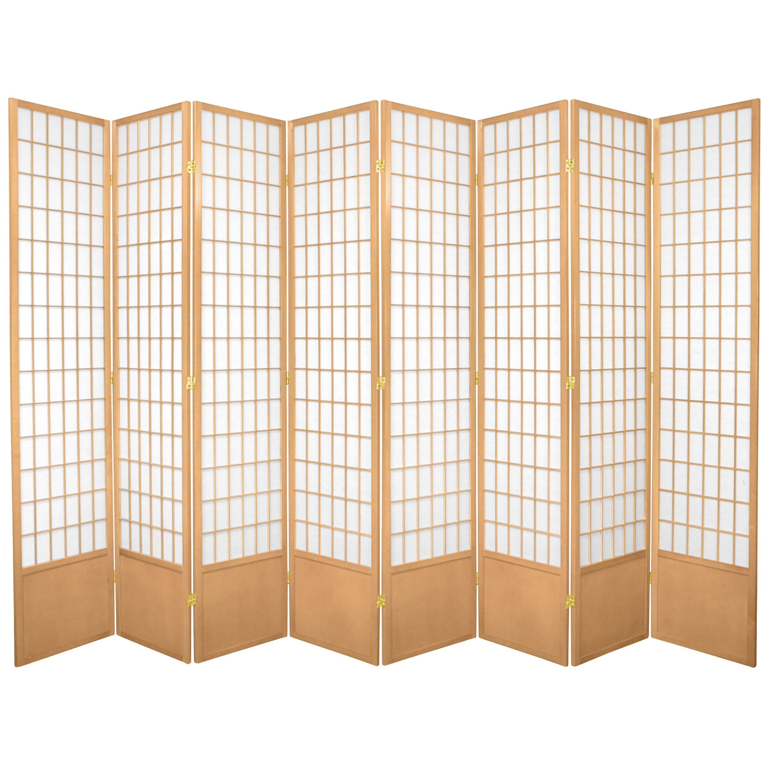 Natural Spruce Wood 7 ft Tall Shoji Screen with 8 Panels