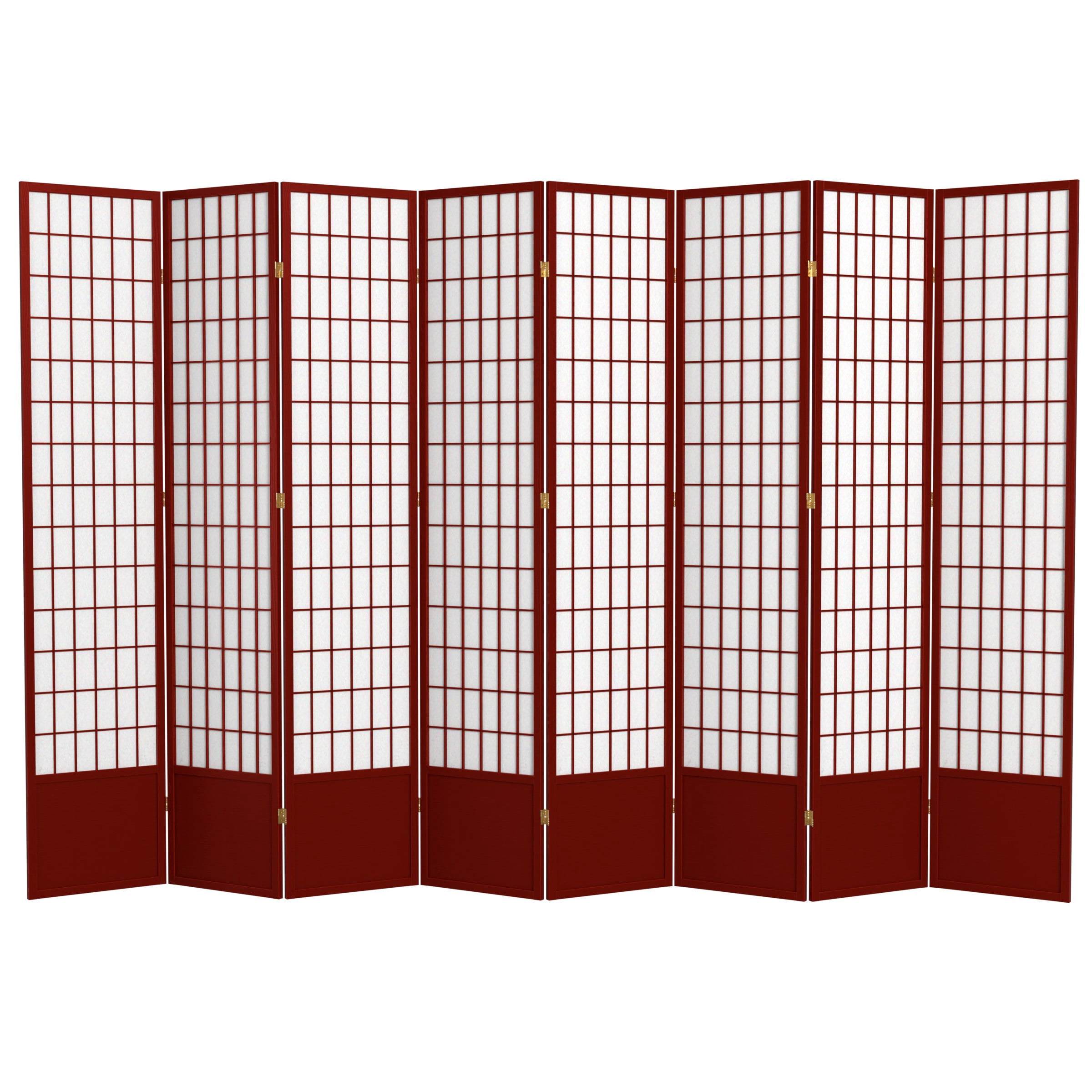 Red Lantern 7 ft. Tall Window Pane Shoji Screen - Rosewood - 8 Panels