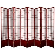 Oriental Furniture 7 Ft Tall Window Pane Shoji Screen, 8 panel, rosewood color