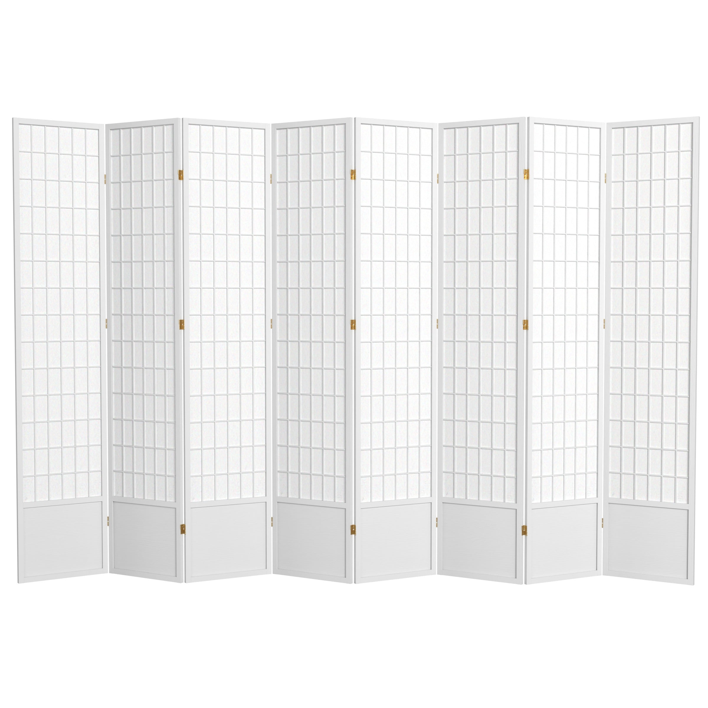 Red Lantern 7 ft. Tall Window Pane Shoji Screen - White - 8 Panels