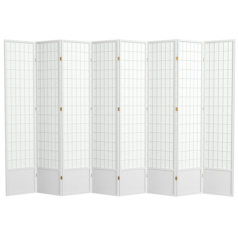 Red Lantern 7 ft. Tall Window Pane Shoji Screen - White - 8