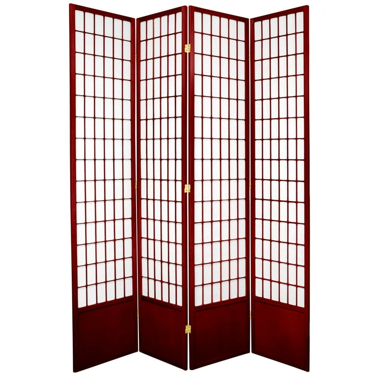 Oriental Furniture 7 Ft Tall Window Pane Shoji Screen, Shoji paper, Shoji  screen, Rosewood color, 4 panel 