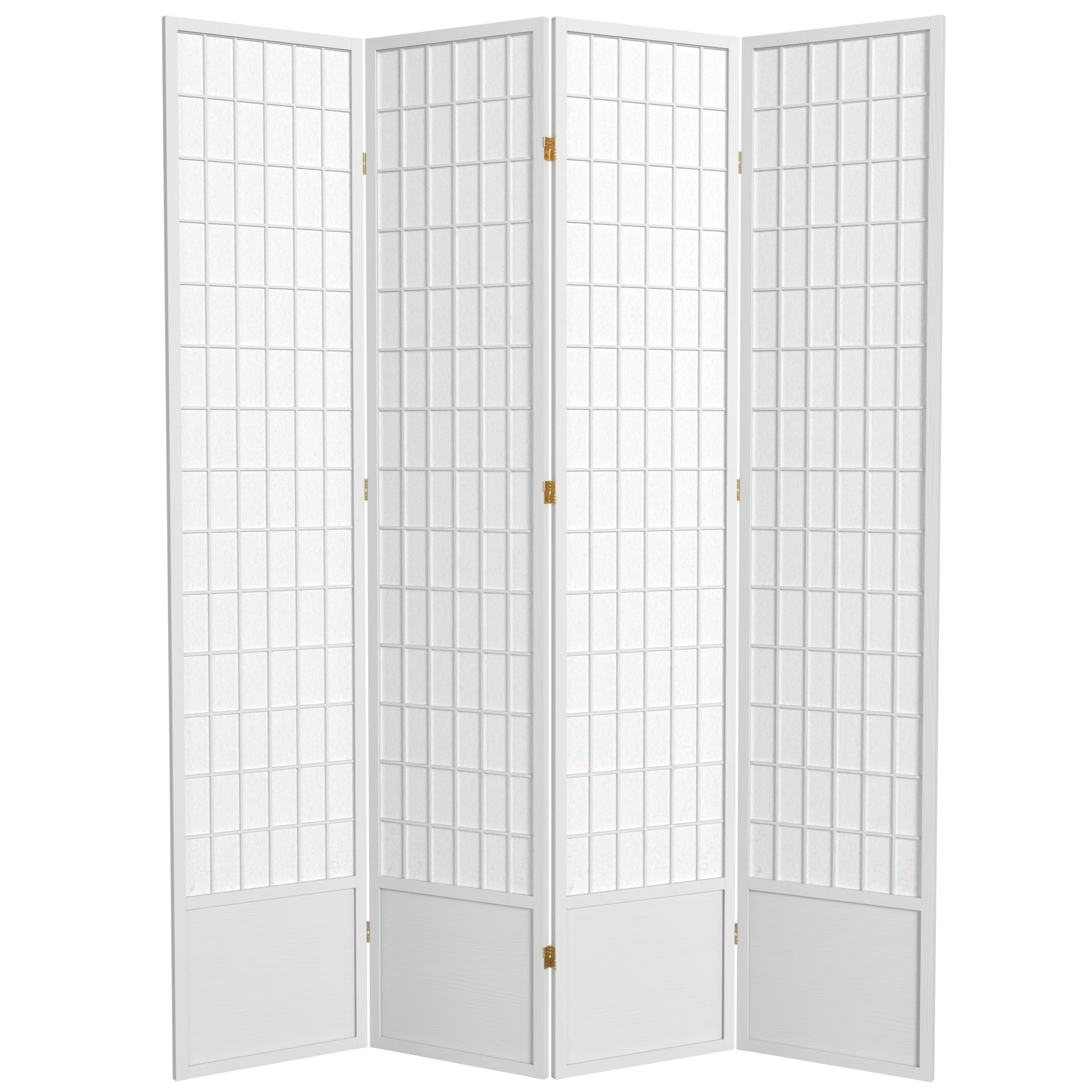 Red Lantern 7 ft. Tall Window Pane Shoji Screen - White - 4 Panels