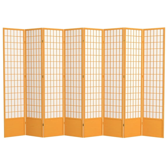 Red Lantern 7 ft. Tall Window Pane Shoji Screen - Honey - 8 Panels