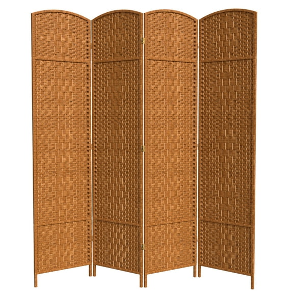 Red Lantern 7 ft. Tall Diamond Weave Room Divider - Dark Beige - 4 Panel