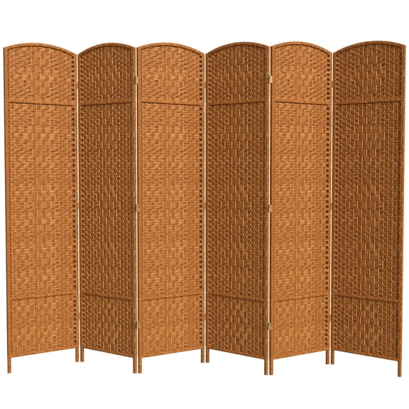 Red Lantern 7 ft. Tall Diamond Weave Room Divider - Dark Beige - 6 Panel