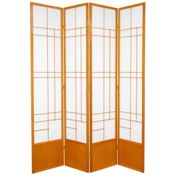 Red Lantern 7 ft. Tall Eudes Shoji Screen - Honey - 4 Panels