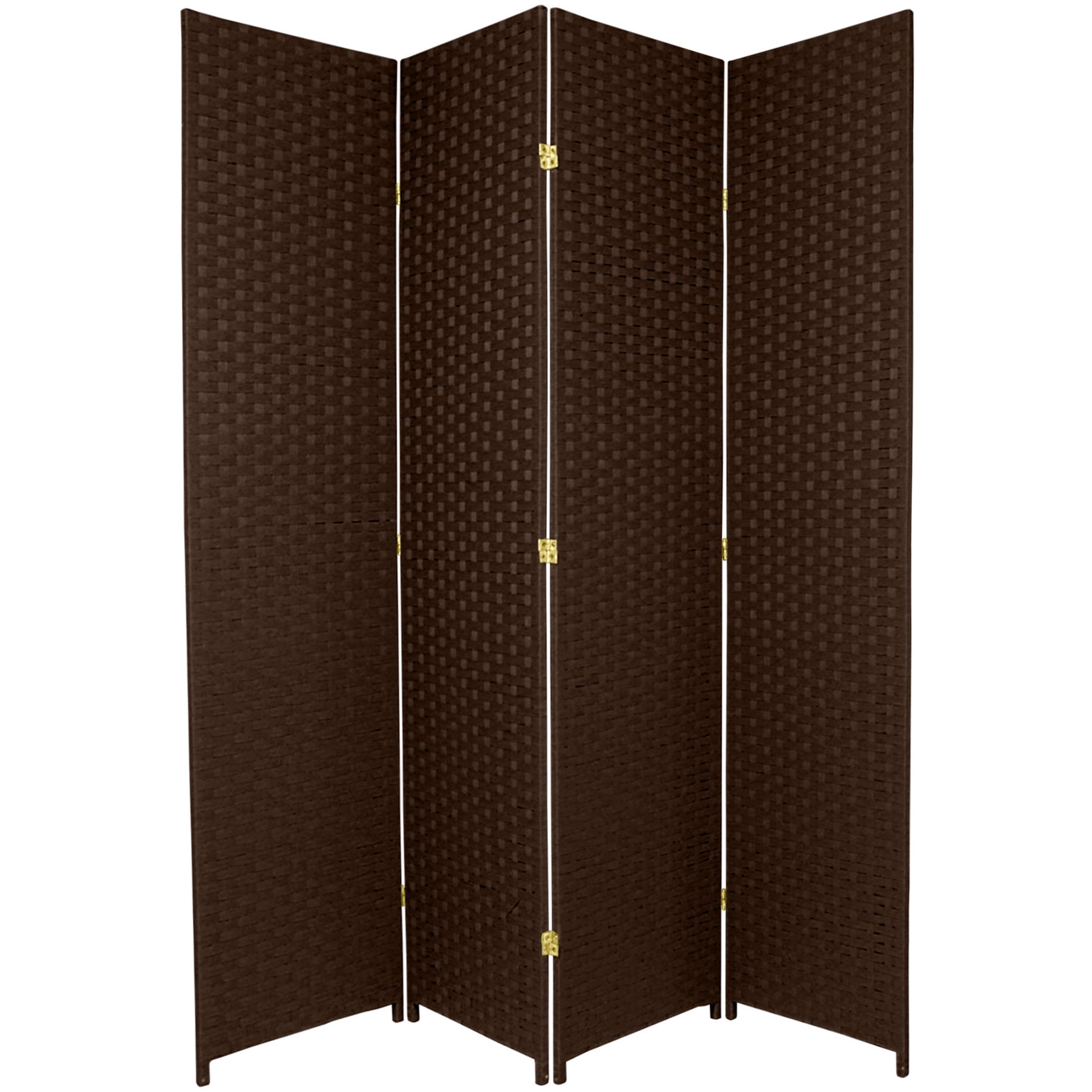 Tall Dark Mocha Woven Fiber 4-Panel Room Divider
