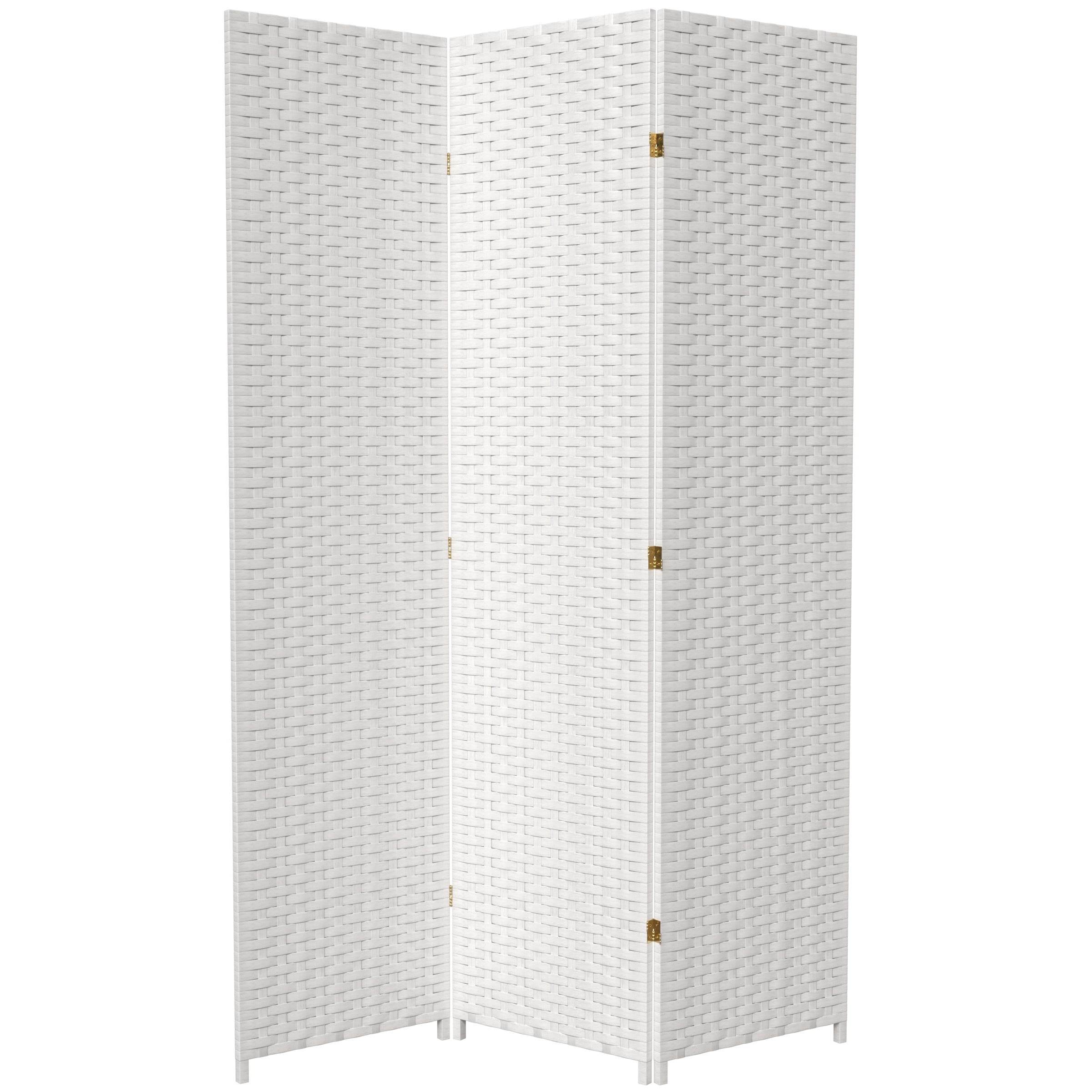 Red Lantern 7 ft. Tall Woven Fiber Folding Screen - White - 3