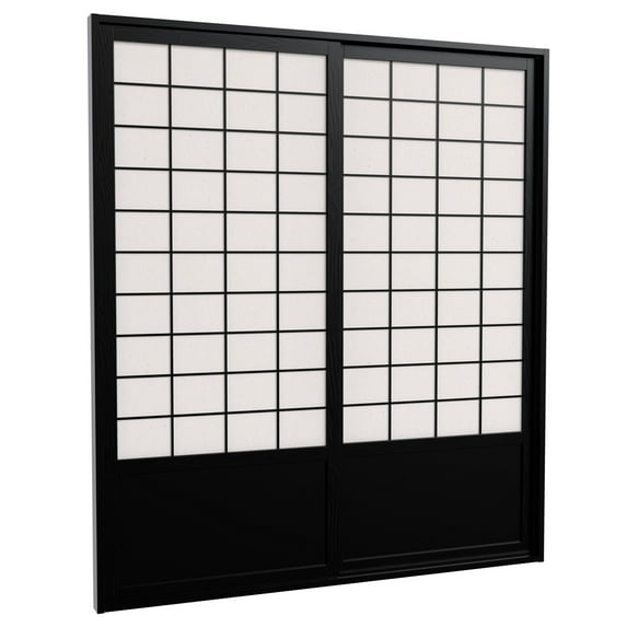 Red Lantern 7 ft. Tall Zen Shoji Sliding Door Kit - Black