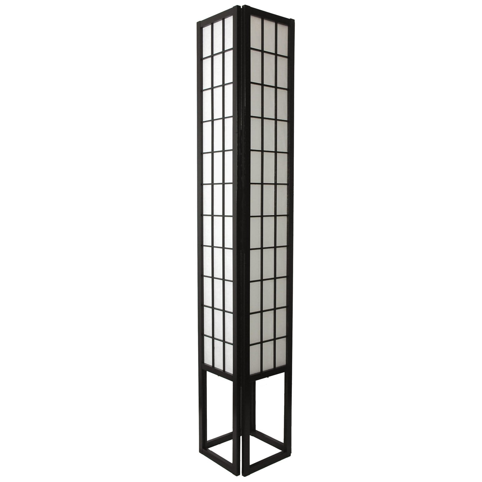 72" Black Scandinavian Spruce Shoji Floor Lamp