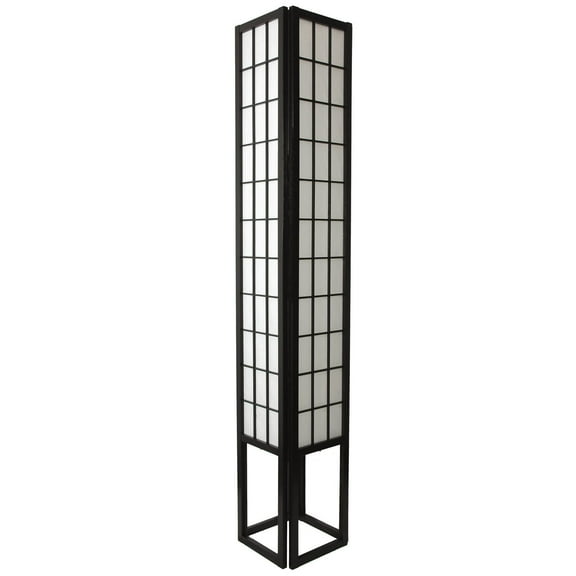 Oriental Furniture 72" Window Pane Shoji Lamp, Black