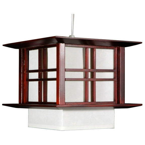 Oriental Furniture 8" Akida Hanging Lamp, Ceiling light, Asian, Rosewood color