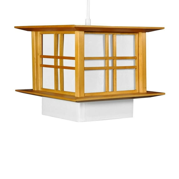Oriental Furniture 8" Akida Hanging Lamp, ceiling lamp, Japanese, Asian, Honey color