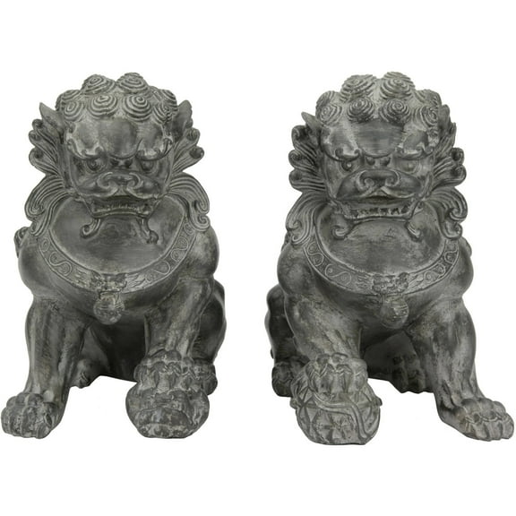 Oriental Furniture 9" Sitting Foo Dog Statues (Set of Two), Figurines