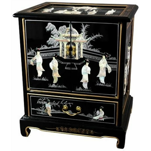 Oriental Furniture Black Lacquer End Table