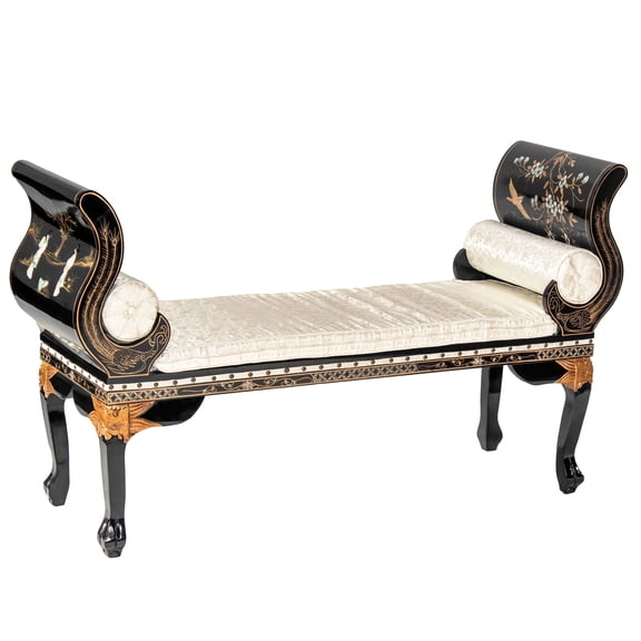 Oriental Furniture Black Lacquer Open Divan - Royal Ladies