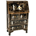 thumbnail image 1 of Oriental Furniture Black Lacquer Secretary Desk - Royal Ladies, 1 of 7