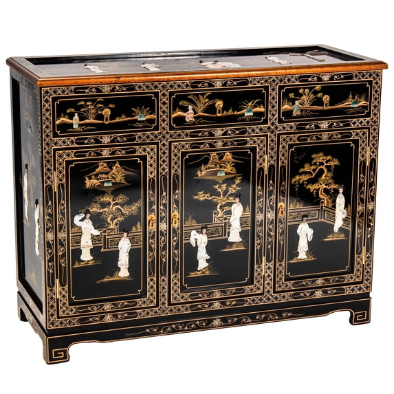 Red Lantern Black Lacquer Sideboard - Royal Ladies