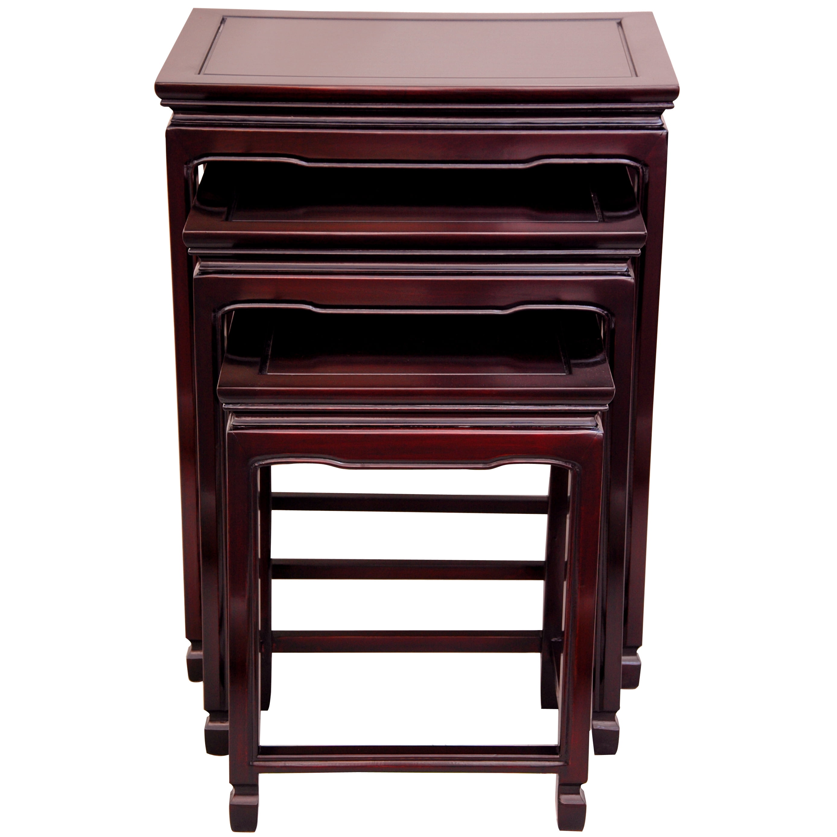 Oriental Furniture Chinese Rosewood End Table (3 Piece), Cherry