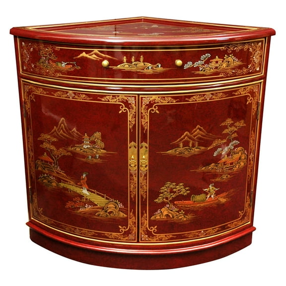 Oriental Furniture Corner Cabinet, 32.00"H, living room item, dining room