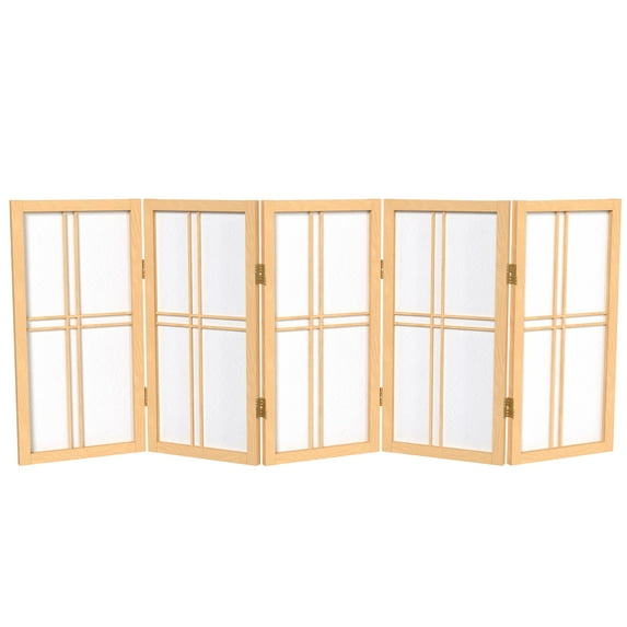 Red Lantern 2 ft. Short Desktop Double Cross Shoji Screen - Natural - 5 Panels