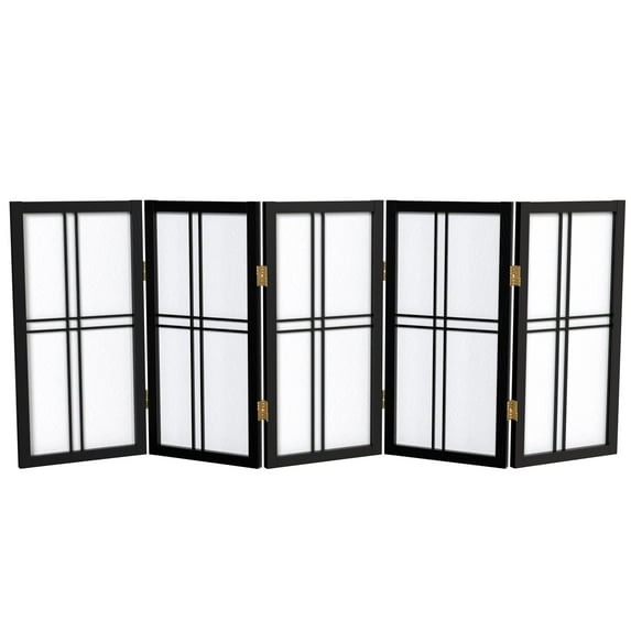 Red Lantern 2 ft. Short Desktop Double Cross Shoji Screen - Black - 5 Panels