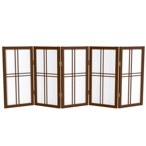 Red Lantern 2 ft. Short Desktop Double Cross Shoji Screen - Walnut - 5 Panels