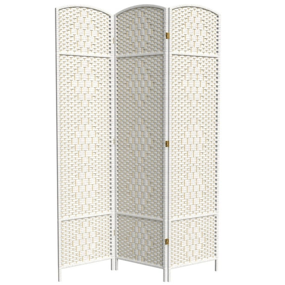 Red Lantern 7 ft. Tall Diamond Weave Room Divider - White - 3 Panel