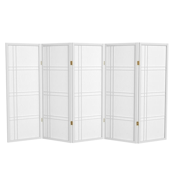 Red Lantern 4 ft. Short Double Cross Shoji Screen - White - 6 Panels