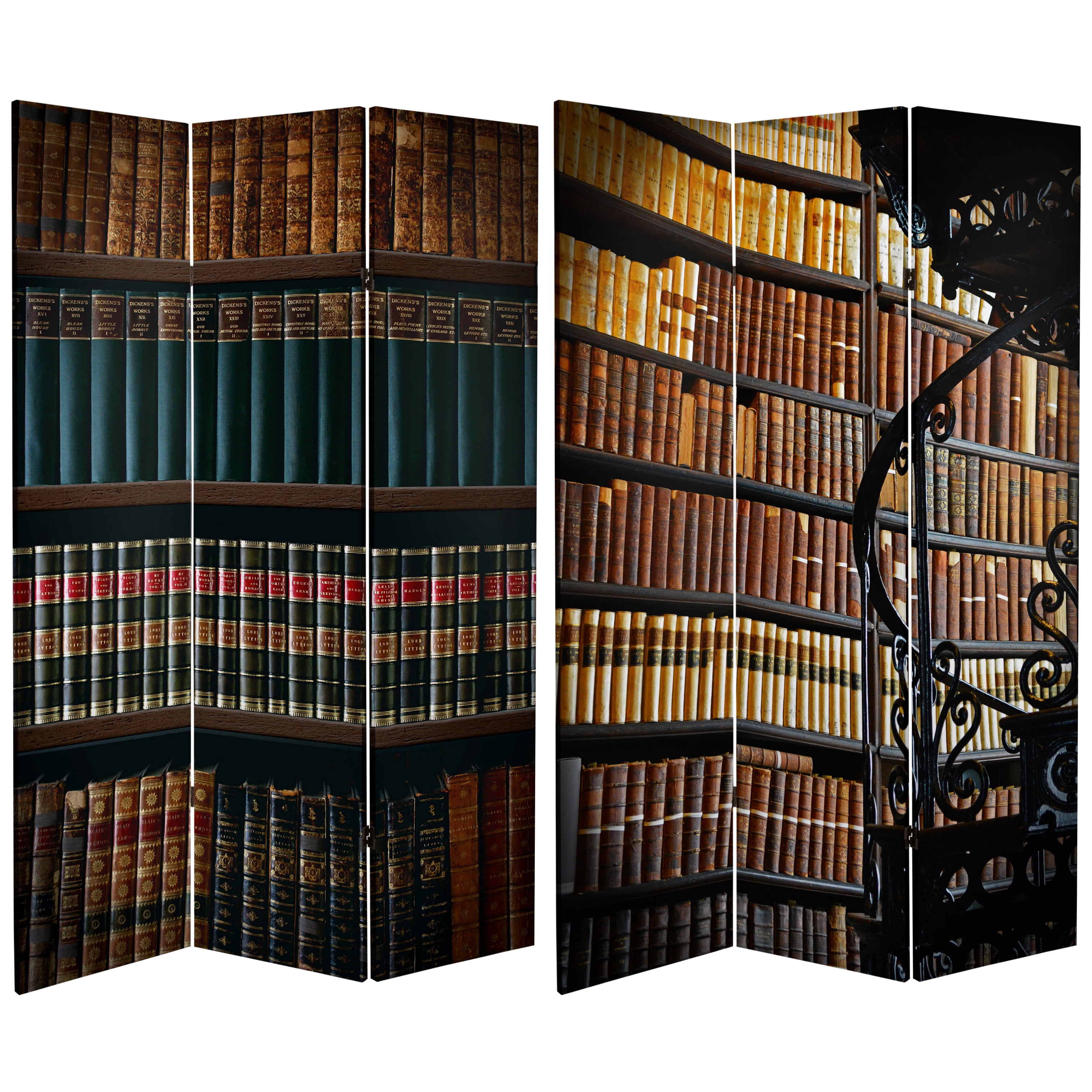 Oriental Furniture 6 ft. Tall Library Canvas Room Divider - 3 Panel