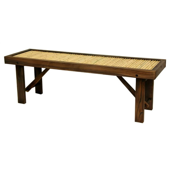 Oriental Furniture Japanese Bamboo Bench with Wood Frame