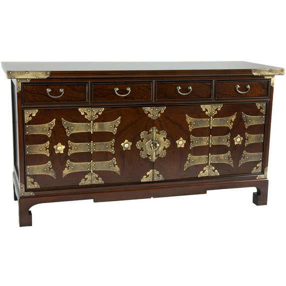 Oriental Furniture Korean Antique Style Coffee Table Low Chest, Cabinet, , Eastern Craftsmanship, 41.75"Wx 22"H