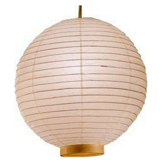 Oriental Furniture White Solid Print Casual 24" Round Shaped Paper Maru Bamboo Party Lantern