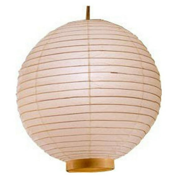 Oriental Furniture White Solid Print Casual 24" Round Shaped Paper Maru Bamboo Party Lantern