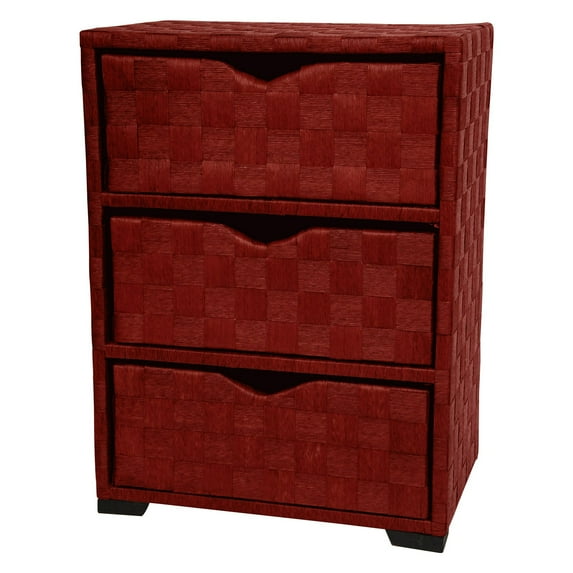 Oriental Furniture Natural Fiber Chest of Drawers, 3 Drawer, Mahogany color