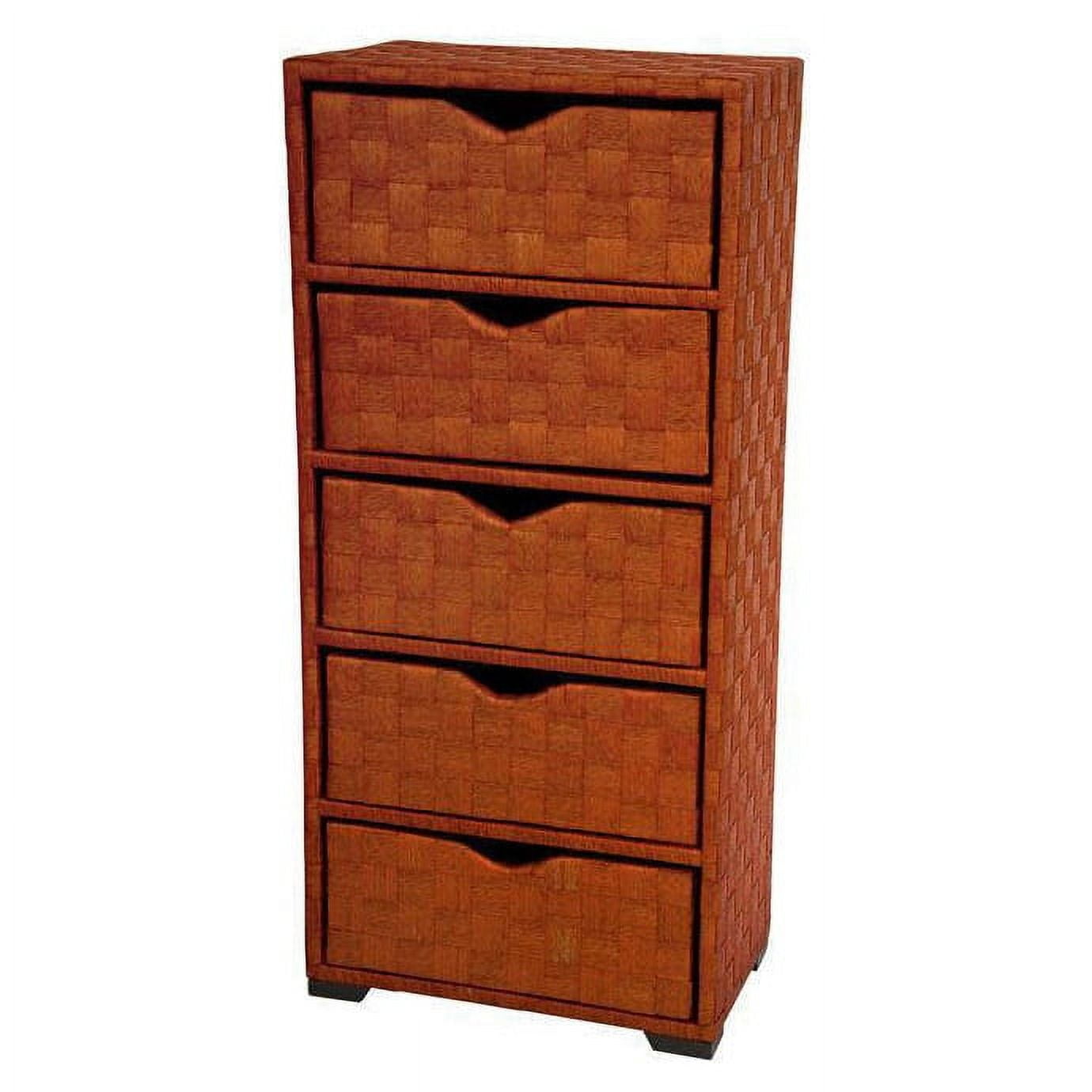 Elegant Black Natural Fiber 5-Drawer Lingerie Chest