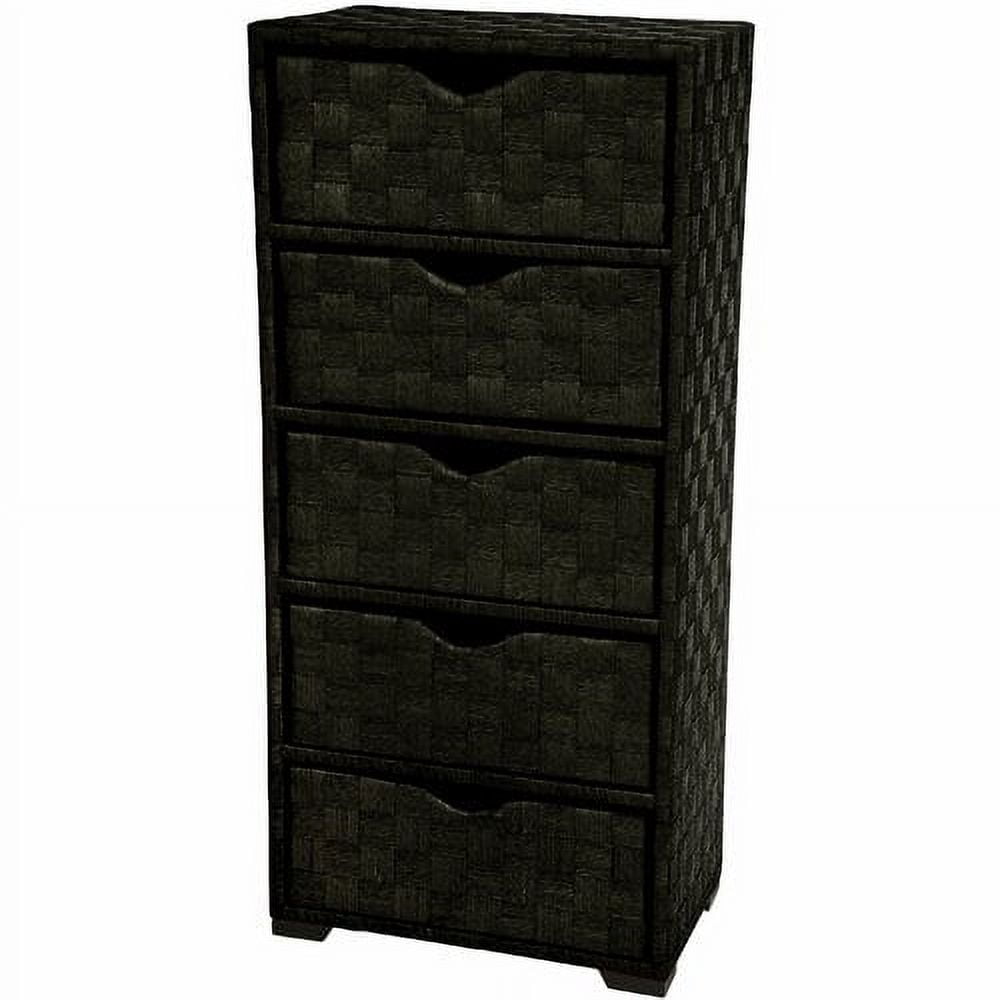 Elegant Black Natural Fiber 5-Drawer Lingerie Chest
