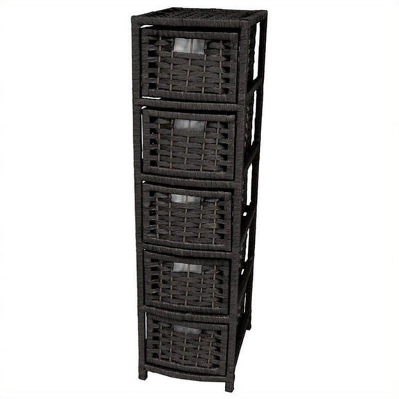 Oriental Furniture Natural Fiber Occasional Chest, 5 Drawer