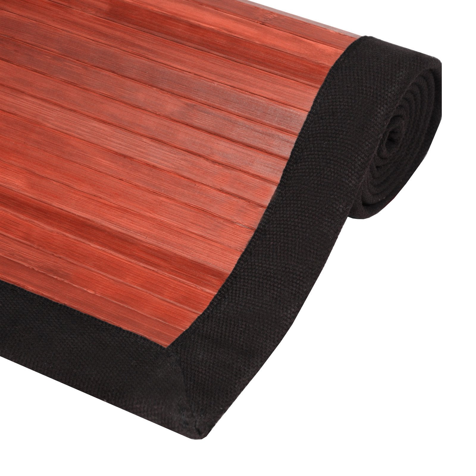 Mahogany and Black Handmade Bamboo Rectangular Rug