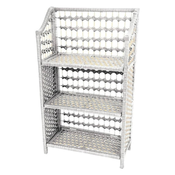 Oriental Furniture Natural Fiber Shelving Unit, 3 Shelf, white color